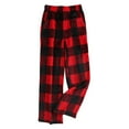thumbnail image 1 of Xyxonk Pj Pants for Women Stretch Drawstring Plush Pajama Fleece Pant with Pockets Loose Comfortable Plaid Print Trousers with Pockets Comfy Cute Thickening Loungewear Red S, 1 of 4