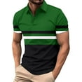 thumbnail image 1 of Xyxonk Polo Shirts for Men Contrast Color Short Sleeve T-Shirts Casual Comfortable Stretch Button Collared Workout Golf Shirt Dark Green S, 1 of 3
