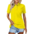 thumbnail image 1 of Xyxonk Polo Shirts for Women Golf Polo Shirt Lapel Short Sleeve Blouses V Neck 3 Buttons Summer Tops Work Loose Fit Shirt Yellow 3XL, 1 of 4