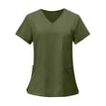 thumbnail image 1 of Xyxonk Scrub Tops for Women's Plus Size V Neck Tops Comfortable Short Sleeve Stretch Care Uniforms with Pockets, Green M, 1 of 4