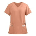 thumbnail image 1 of Xyxonk Scrubs for Women Tuckable V-Neck Scrub Top,Soft Stretch,Easy Care Medical Uniformwith 3 Pockets, Orange S, 1 of 4