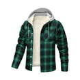 thumbnail image 1 of Xyxonk Shirts for Men Plaid Flannel Button Down Hoodie 2025 Big and Tall Fall Jackets with Pockets Work Long Sleeve Clothes,Green M, 1 of 4