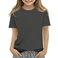 thumbnail image 1 of Xyxonk Short Sleeve Shirts for Girls Fall Cute Dark Gray Shirts Size 10-12 Shirt Trendy Kids Crewneck Tee Shirts Plain Tween Girls Clothes Size 10 Dark Gray 160, 1 of 6