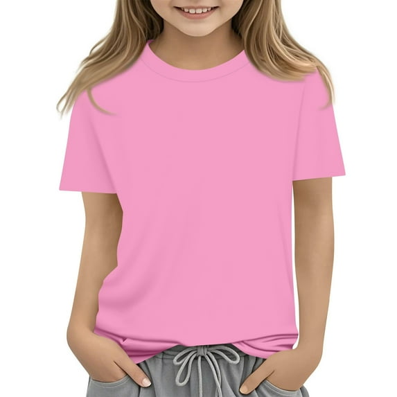 Xyxonk Girls Short Sleeve Shirts Size 10-12 Pink Basic Tween Girls Clothes Trendy Crewneck Cute Tshirt Kids Fall Outfits Size 10 Girls Clothes Pink 160