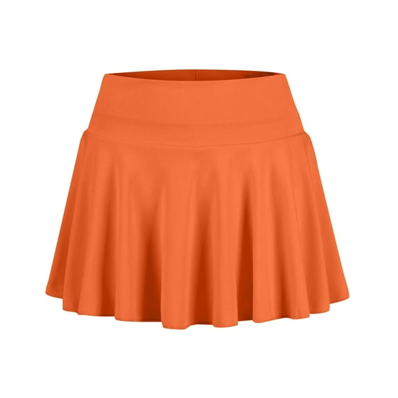 Xyxonk Skirts for Women High Waist Tennis Short Skirt with Pockets Athletic Skorts Running Workout Skorts Summer Cute Mini Skirts Orange M