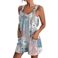 thumbnail image 1 of Xyxonk Summer Rompers for Women 2025 Dressy Casual Summer Romper Sleeveless Adjustable Straps Short Overalls with Pockets Loose Fit Floral Beach Vacation Jumpsuit Sky Blue XL, 1 of 4