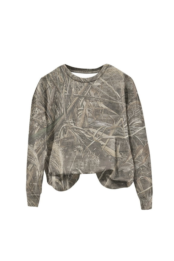 Sweatshirt for Women Maple Leaf Print Camouflage Sweatshirts Hunting Camo Pullovers Fall Long Sleeve Oversized Hoodies