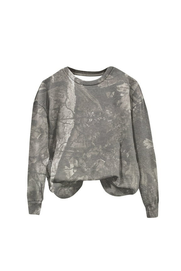 Sweatshirt for Women Maple Leaf Print Camouflage Sweatshirts Trendy Camo Pullovers Winter Long Sleeve Oversized Hoodie