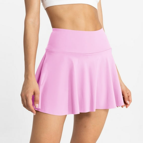 Xyxonk Tennis Skirts for Women Pleated Tennis Skirts Summer High-Waisted Mini Skirts Flowy Running Workout Skirt with Pockets Athletic Skorts Purple L