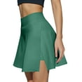 thumbnail image 1 of Xyxonk Tennis Skirts for Women Side Slit Golf Sport Skorts with Pockets Dressy Casual High Waisted Skirt Flowy Workout Solid Color Skirts Dark Green XL, 1 of 4