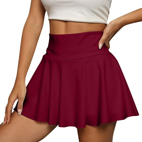 Xyxonk Tennis Skirts for Women Pleated Golf Skirt Summer High Waist Skirts Sexy Running Workout Skort with Pockets Athletic Skorts Wine XL
