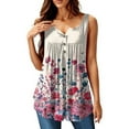 thumbnail image 1 of Xyxonk Tops for Women Plus Size V Neck Sleeveless Tank Tops Blouses Casual Flowy Pleated Floral Printed Tops To Wear with Leggings Red 5XL, 1 of 4