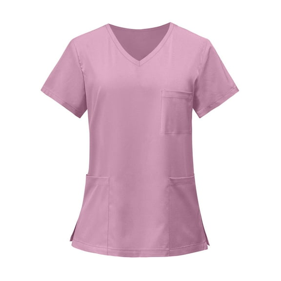 Xyxonk V-Neck Nurse Scrub Top for Women with 3 Pockets and Tuckable,Lightweight and Breathable, Purple 4XL