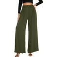 thumbnail image 1 of Xyxonk Wide Leg Dress Pants for Women Loose Fit High Waisted Work Dress Pants Business Office Long Straight Dress Pants Trousers with Pockets, Army Green L, 1 of 6