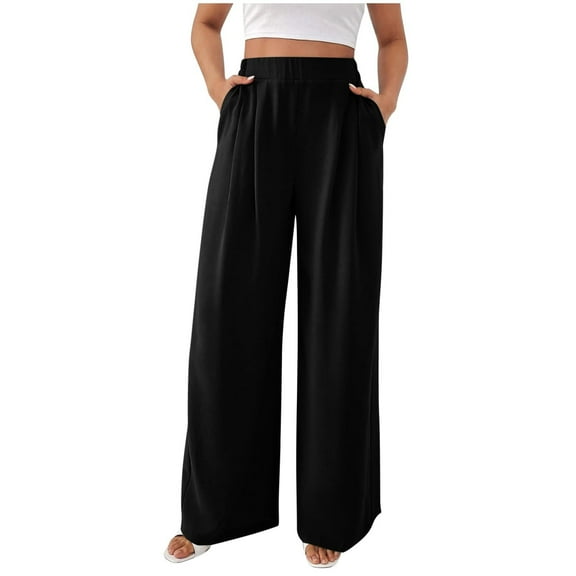 Xyxonk Wide Leg Dress Pants for Women Loose Fit High Waisted Casual Pants Business Long Straight 2025 Trendy Clothes Outfits Black