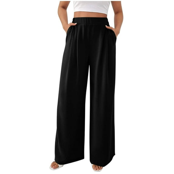 Xyxonk Wide Leg Dress Pants for Women Loose Fit High Waisted Casual Pants Business Long Straight 2025 Trendy Clothes Outfits Black