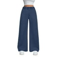 thumbnail image 1 of Xyxonk Wide Leg Jeans Women High Waisted Casual Lounge Pants Winter Plus Size Straight Trouser with Pockets 2025 Trendy Long Pant，Dark Blue M, 1 of 4