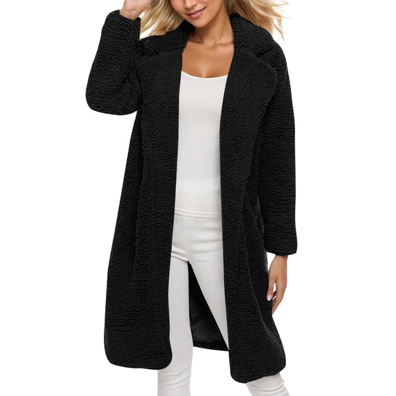 Xyxonk Women's Cardigans Oversized Open Front Long Duster Coat Lapel Jacket Fall Fashion Long Sleeve Outwear,Black M