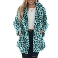 thumbnail image 1 of Xyxonk Women's Leopard Print Coat Faux Fur Long Sleeves Fall Winter Thickened Coat Double-Sided Velvet Stand Collar Jackets with Pocket Fashion Plush Zipper Outwear,Green M, 1 of 5