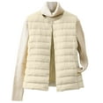 thumbnail image 1 of Xyxonk Women's Lightweight Quilted Puffer Vest V Neck Slim Fit Button Down Padded Gilet Thermal Sleeveless White Duck Down Coat Outerwear,Beige XL, 1 of 8