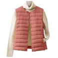 thumbnail image 1 of Xyxonk Women's Lightweight Quilted Puffer Vest V Neck Slim Fit Button Down Padded Gilet Thermal Sleeveless White Duck Down Coat Outerwear,Watermelon Red M, 1 of 8