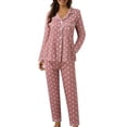 thumbnail image 1 of Xyxonk Women's Pajama Sets Polka Dot Button Lounge Set Pink Plus Size Long Sleeve Shirt and Womens Pajama Pants Soft Lounge Two Piece Homewear Light pink XL, 1 of 7