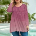 thumbnail image 1 of Xyxonk Women's Plus Size Tops Clearance 3x Women Tunic Crew Neck Plus Size Tunics Long Sleeve Dressy Casual Floral Graphic Tees Women Loose Fit Clothes Wine 3XL, 1 of 5