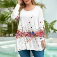 thumbnail image 1 of Xyxonk Women's Plus Size Tops Sexy Fall Crew Neck Shirts Floral Print T-Shirt Long Sleeve Tee Shirt Tops Dressy Casual Tunics Blouses White 4XL, 1 of 5