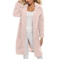 thumbnail image 1 of Xyxonk Womens Fuzzy Fleece Jacket Sherpa Trench Coat Lapel Collar Open Front Jacket Winter Casual Long Sleeves Outwear,Pink L, 1 of 8