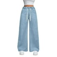 thumbnail image 1 of Xyxonk Womens Jeans High Elastic Waisted Wide Leg Lounge Pants Fall Winter Business Stretchy Trouser with Pocket 2025 Plus Size Lounge Pants，Light Blue XL, 1 of 4