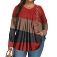 thumbnail image 1 of Xyxonk Womens Plus Size Tops Long Sleeve Shirt Pleated Round Neck Loose Fit Blouse Fall Flowy Vintage Floral Print Clothes Wine 1X-5X, 1 of 5