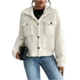 thumbnail image 1 of Xyxonk Womens Sherpa Fleece Jackets Fuzzy Button Down Jacket Long Sleeves Thickened Coats with Pockets Fall Winter Fashion Lapel Outwear,White XL, 1 of 7