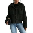 thumbnail image 1 of Xyxonk Womens Sherpa Fleece Jackets Fuzzy Button Down Jackets Long Sleeve Thickened Coats with Pockets Winter Lightweight Lapel Outwear,Black S, 1 of 7