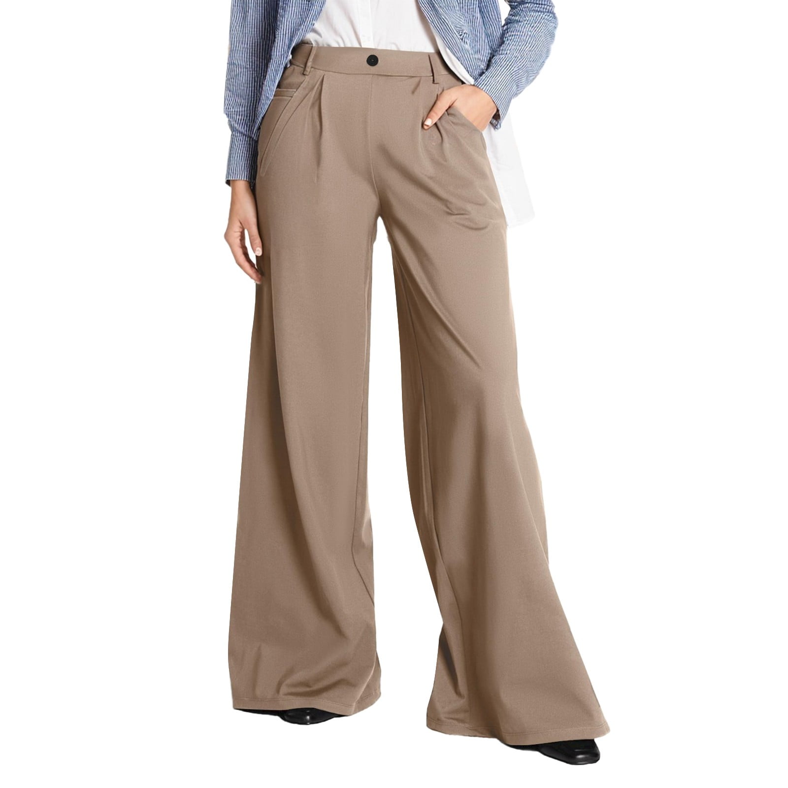 Xyxonk Women's Work Pants 2025 Trendy High Waist Wide Leg Pants Casual — free download