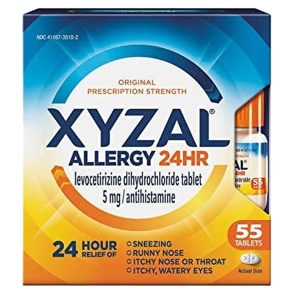 Xyzal Allergy Pills, 24-Hour Allergy Relief, 55-Count, Original Prescription Strength