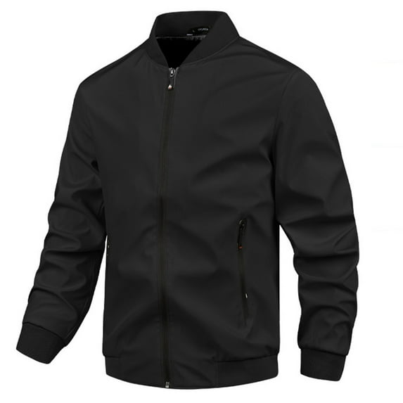 Xzbqbs Bomber Jacket Men Full Zip Up Lightweight Workwear Coat Casual Windbreaker Solid Color Waterproof Softshell Jackets for Men