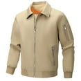 thumbnail image 1 of Xzbqbs Bomber Jacket Men Zip Up Lightweight Workwear Lapel Coat Casual Windbreaker Solid Color Waterproof Softshell Flight Jacket, 1 of 5