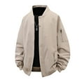 thumbnail image 1 of Xzbqbs Bomber Jackets for Men Full Zip Up Loose Fit Long Sleeve Workwear Sport Coat Fashion Lightweight Solid Flight Jackets, 1 of 3