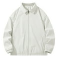thumbnail image 1 of Xzbqbs Bomber Jakcet Men Full Zip Up Oversized Workwear Jackets Casual Fashion Lightweight Solid Color Collared Flight Jackets, 1 of 8