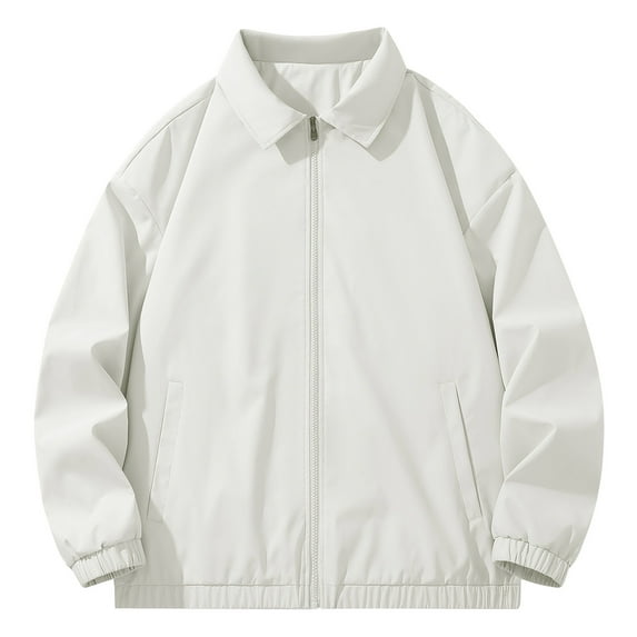 Xzbqbs Bomber Jakcet Men Full Zip Up Oversized Workwear Jackets Casual Fashion Lightweight Solid Color Collared Flight Jackets