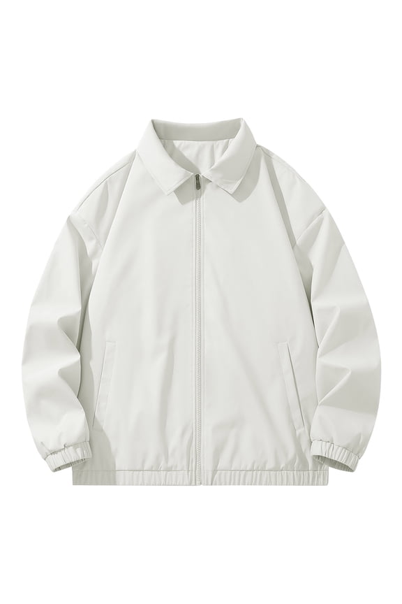 Bomber Jakcet Men Full Zip Up Oversized Workwear Jackets Casual Fashion Lightweight Solid Color Collared Flight Jackets