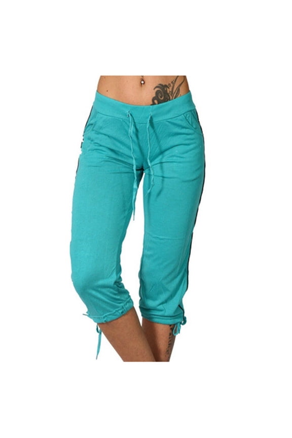 Capri Joggers for Womens Capri Yoga Pants Casual Loose Elastic Waist Workout Running Joggers Plus Size Lounge Cropped Pant with Pocket