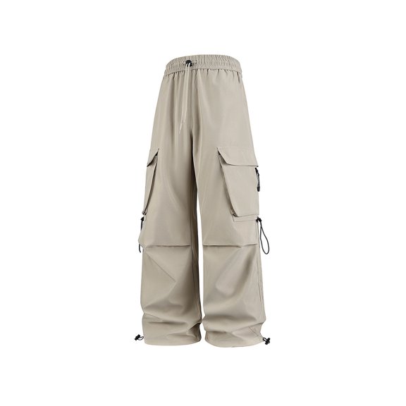 Xzbqbs Cargo Pants for Men Baggy Casual Stretch Elastic Drawstring Parachute Pants Straight Loose Work Pants with Multi Pockets