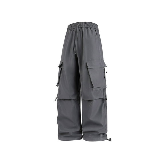 Xzbqbs Cargo Pants for Men Baggy Casual Stretch Elastic Drawstring Parachute Pants Straight Loose Work Pants with Multi Pockets
