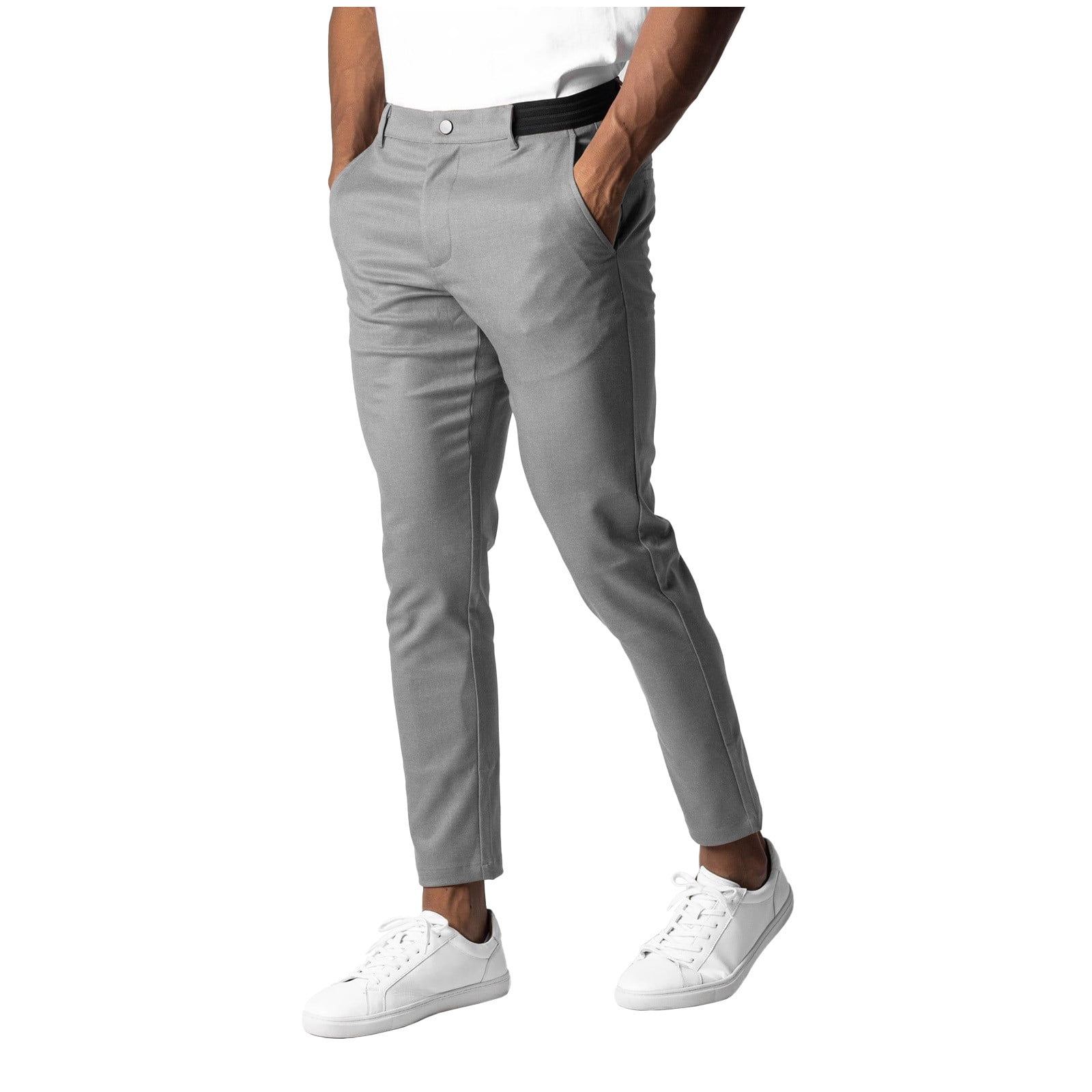 Xzbqbs Chinos Pants for Men Cotton Classic Flat Front Slim Dress Pants ...