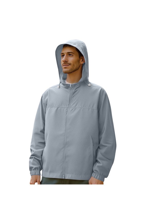 Fishing Jackets for Men Casual Full Zip Sun Protection Hiking Hooded Coat Lightweight Softshell Riancoat Outdoor Jackets