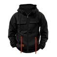 thumbnail image 1 of Xzbqbs Hoodies for Men Casual Tactical Full Zip Fashion Drawstring Pullover Tops Lightweight Solid Color Sweatshirt with Pocket, 1 of 4