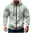 thumbnail image 1 of Xzbqbs Hoodies for Men Casual Tactical Full Zip Up Fashion Drawstring Hooded Pullover Light Solid Color Sweatshirts with Pocket, 1 of 5