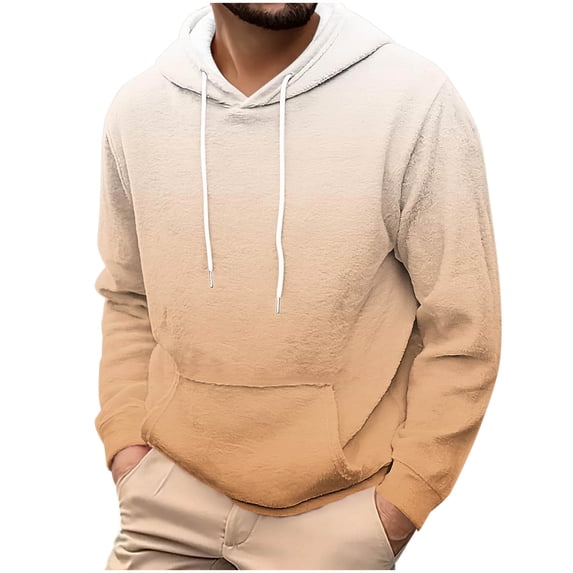 Xzbqbs Hoodies for Men Long Sleeve Drawstring Hoodie Pullover Casual Lightweight Gradient Color Hooded Swaetshirts Big and Tall