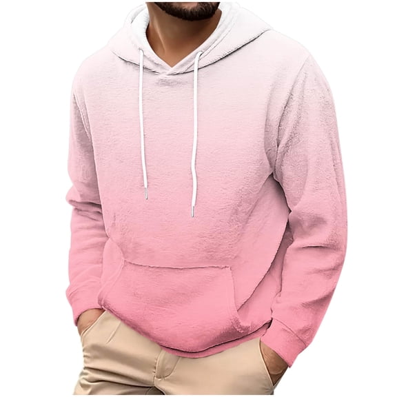 Xzbqbs Hoodies for Men Long Sleeve Drawstring Hoodie Pullover Casual Lightweight Gradient Color Hooded Swaetshirts Big and Tall